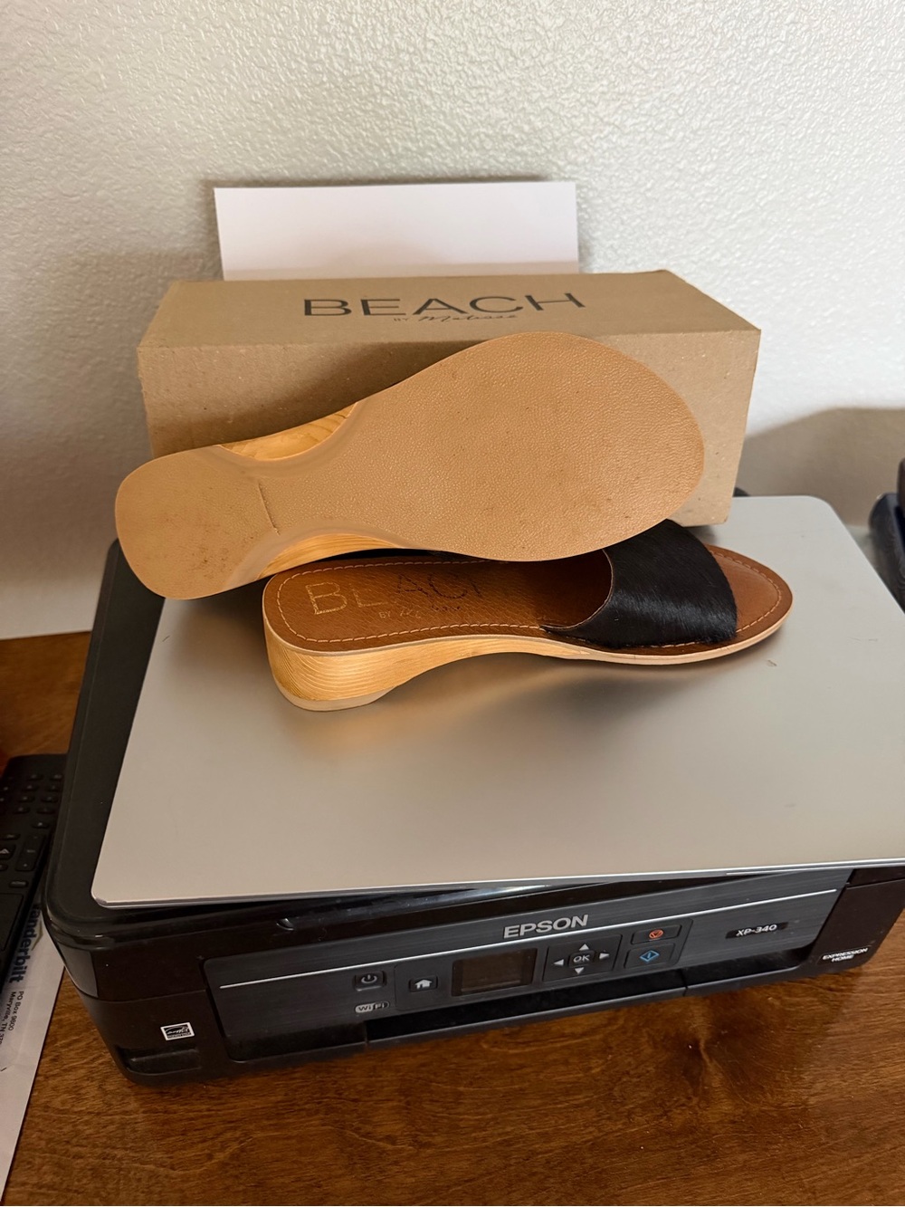 Beach by Matisse Black Slide Mules with Wood-Effect Heel